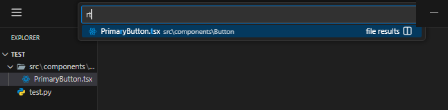 src/components/Button/PrimaryButton.tsx をあいまい検索で開くイメージ図
