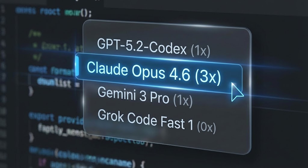 VS CodeのCopilot Chatウィンドウ上部にあるモデル選択プルダウンメニューの拡大図