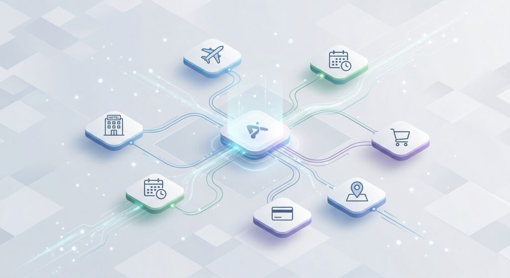 AIエージェントとサーバーが通信するイメージ図