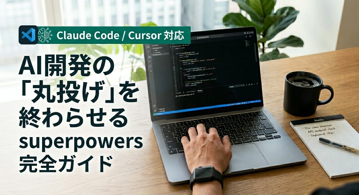 MacBookでコーディングを行うエンジニアのデスク風景