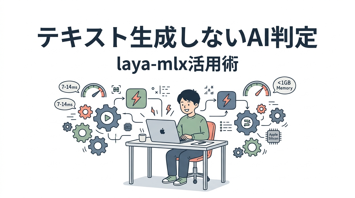 テキスト生成しないAI判定とlaya-mlx活用術の解説イラスト