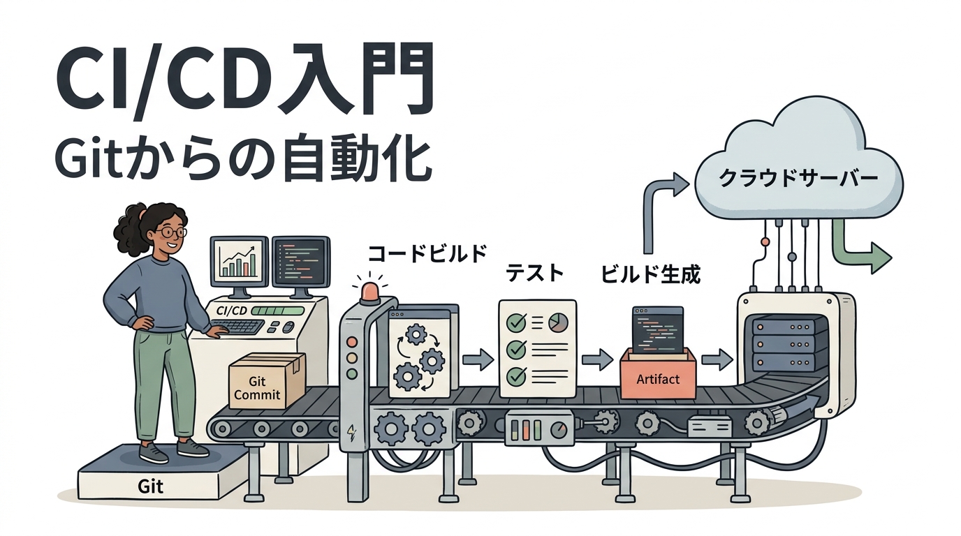 CI/CDとGit自動化パイプラインの解説図